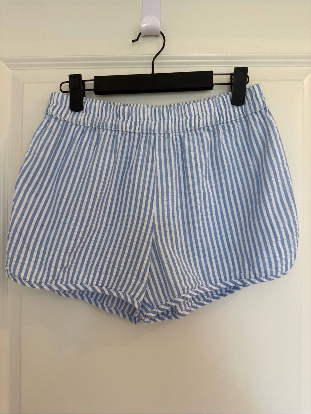 LAKE Blue and White Seersucker Pajama Shorts
